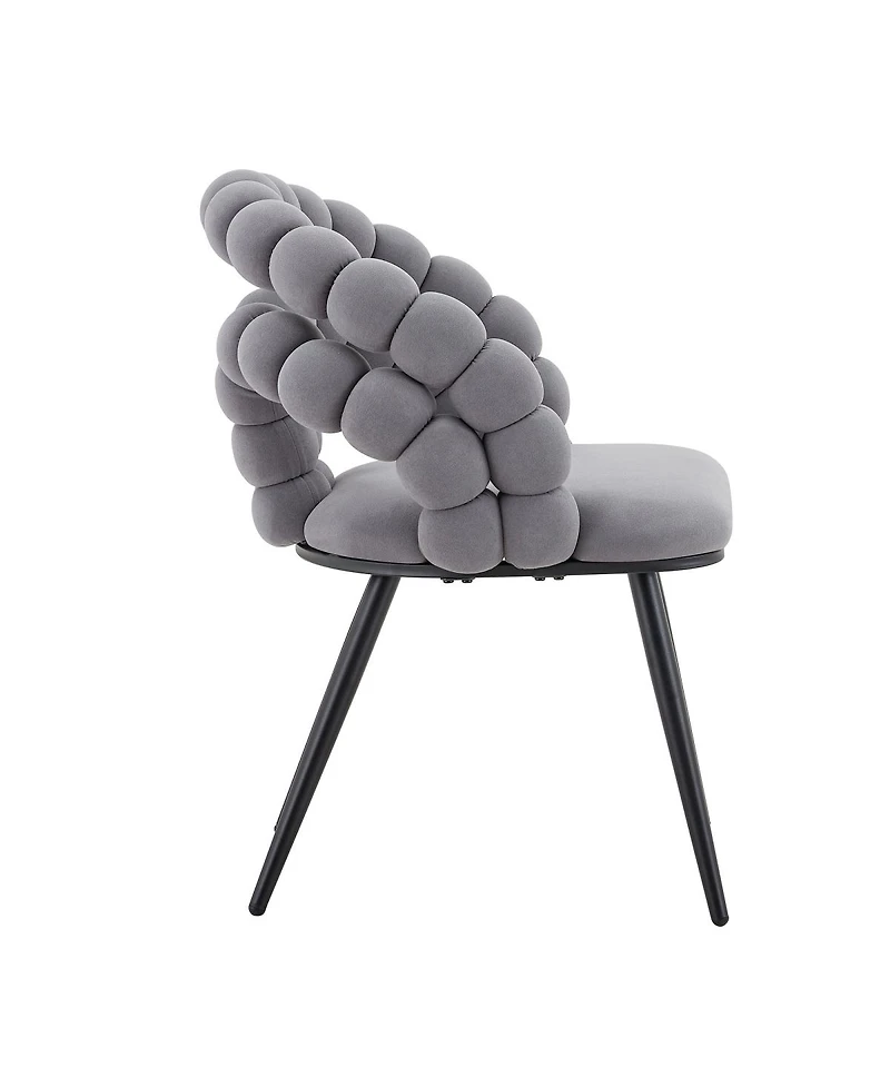 Streamdale Furniture Set of 2 Modern Velvet Bubble Dining Chairs with Metal Legs