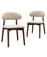 flynama Set of 2 Flannelette Dining Chairs, Solid Oak Wood Legs 300lbs Capacity Armless Side Chairs