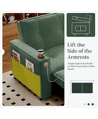 Clihome 2-in-1 Multi-Functional Sofa Bed,Made of Modern Corduroy Fabric,Suitable for Living Rooms,Bedrooms,Apartments and Small spaces