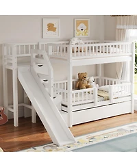 Streamdale Furniture Bunk Bed with Storage Staircase, Slide and Trundle