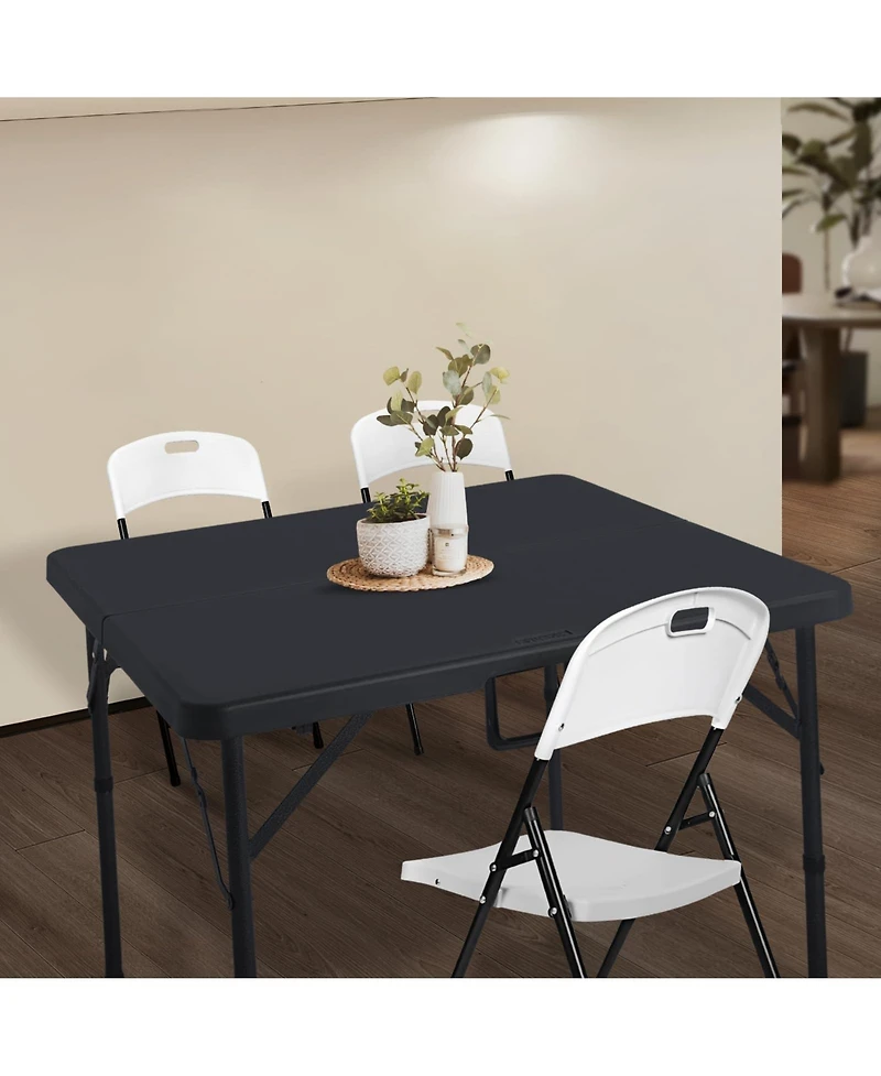 Aofar 34" Square Folding Card Table Portable Hdpe Plastic Indoor Outdoor Picnic Camping Party