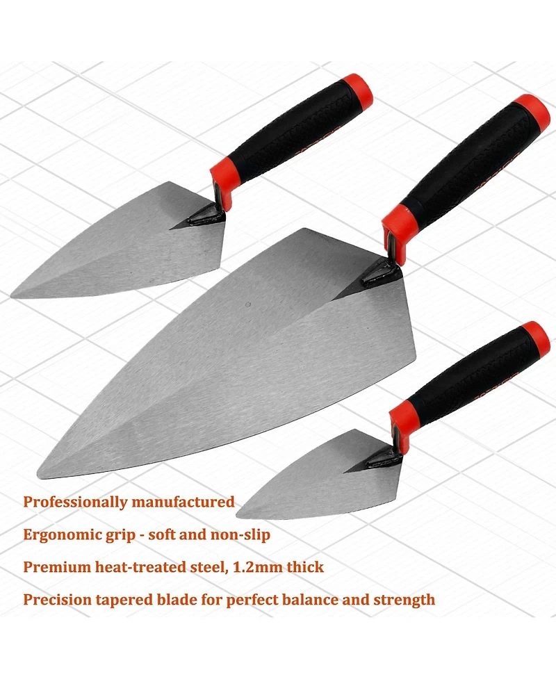 Xdovet Masonry Hand Tool Set Carbon Steel Concrete Trowels 5Pieces