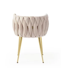 Streamdale Furniture Streamdale Modern Velvet Dining Chairs, Set of 2 with Golden Metal Legs