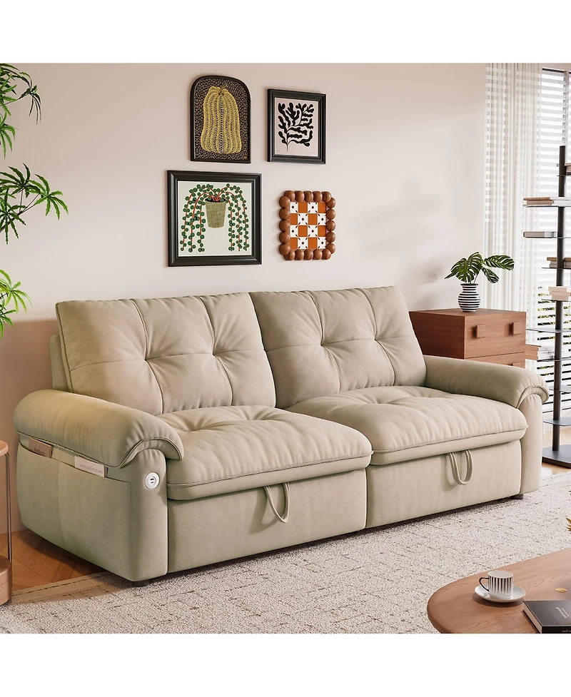 Clihome 77-Inch Convertible Sofa Bed,Made of Cloud-like Fabric, Applicable to Living Rooms, Bedrooms and Apartment