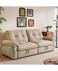 Clihome 77-Inch Convertible Sofa Bed,Made of Cloud-like Fabric, Applicable to Living Rooms, Bedrooms and Apartment