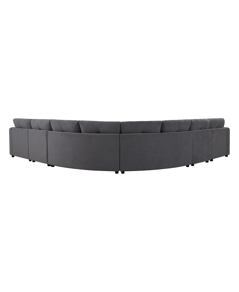 Streamdale Furniture 6-Piece Upholstered Curved Modular Sectional Sofa with Button Tufted Back