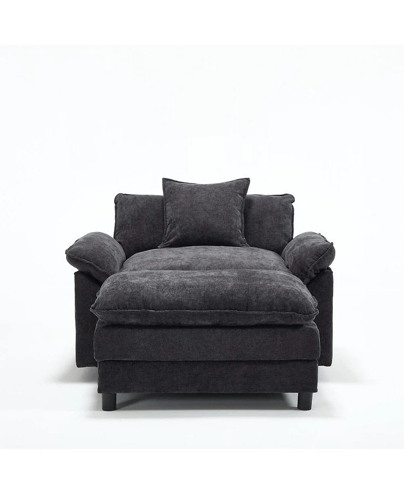 Streamdale Furniture Modern Chenille Accent Chair with Ottoman