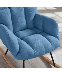 Streamdale Furniture Streamdale Tufted Teddy Fabric Rocking Chair with Metal Frame