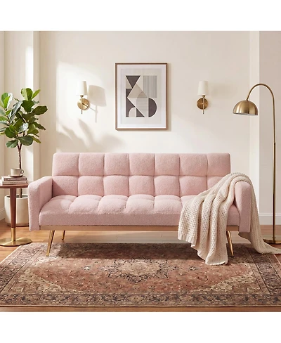 Streamdale Furniture 69" Soft Teddy Fleece Adjustable Sofa Bed for Small Spaces