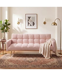 Streamdale Furniture 69" Soft Teddy Fleece Adjustable Sofa Bed for Small Spaces