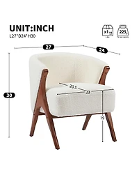 Streamdale Furniture 27" Modern Boucle Accent Chair with Solid Wood Frame