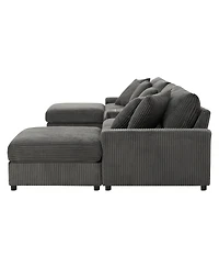 Streamdale Furniture Corduroy U-Shaped Sectional Sofa with Bluetooth Speakers and Storage