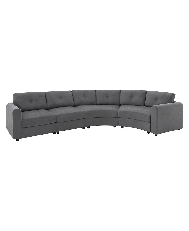 Streamdale Furniture 4-Piece Upholstered Curved Modular Sectional Sofa with Button Tufted Back