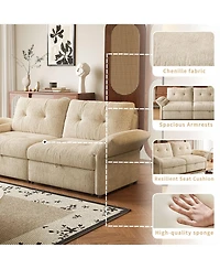 Boyel Living 81.5" Chenille Convertible Sofa Bed, 2-in-1 Pull Out Couch with Solid Wood Frame, 600 lbs Capacity