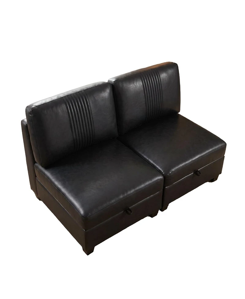 Streamdale Furniture Flexible Modular Pu Sofa with Storage and Sleeper Function - 2 Seater