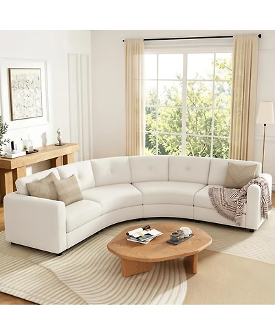 Streamdale Furniture 4-Piece Upholstered Curved Modular Sectional Sofa with Button Tufted Back