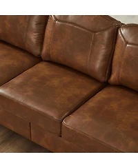 Streamdale Furniture 81.5" Classic Faux Leather Rolled Arm Sofa with Solid Wood Legs