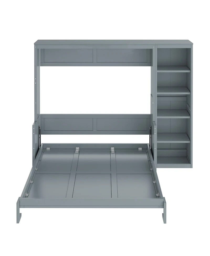 Streamdale Furniture Queen Size Murphy Bed with Desk and Bookshelf