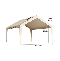 Sugift Carport Replacement Canopy Garage Top Tarp Uv Resistant Waterproof Ball Bungees