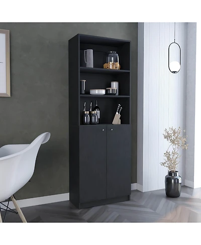 flynama Modern 2 Door Bookcase with Multi Tier Storage Shelves