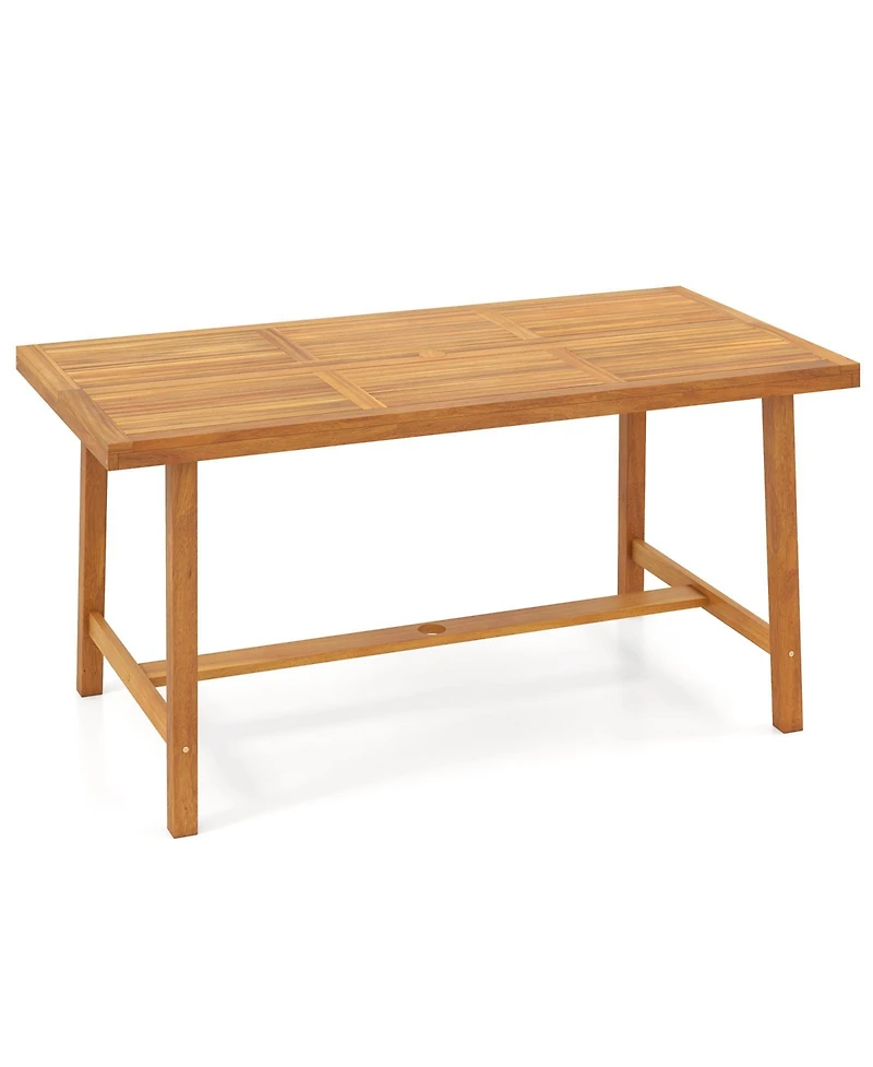 Sugift Acacia Wood Dining Table for 6 People Heavy-Duty Indoor Outdoor