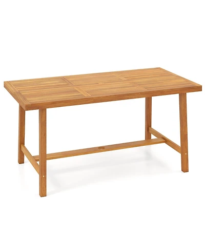 Sugift Acacia Wood Dining Table for 6 People Heavy-Duty Indoor Outdoor
