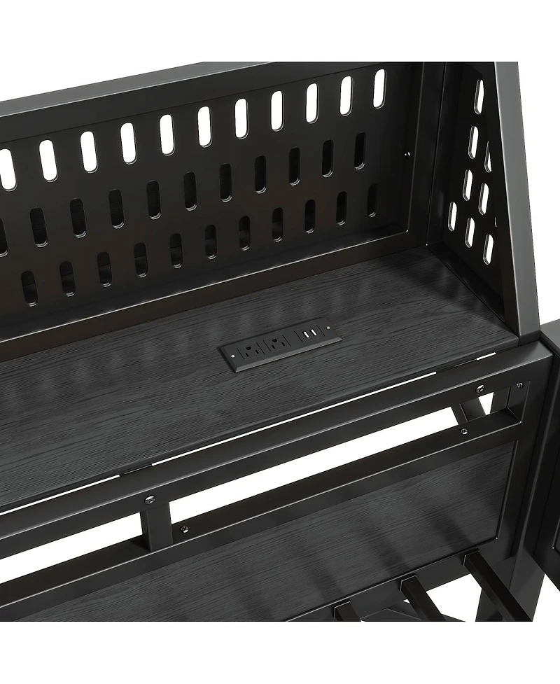 Streamdale Furniture Queen Loft Bed with Storage, Pegboard, Usb Ports, and Led Lights