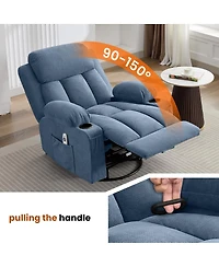 Streamdale Furniture Swivel Rocker Recliner with Massage, Heat, Usb Port, and Cup Holders