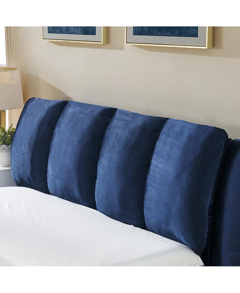 Streamdale Furniture Queen Size Upholstered Bed Frame, Modern Minimalist Velvet Bed