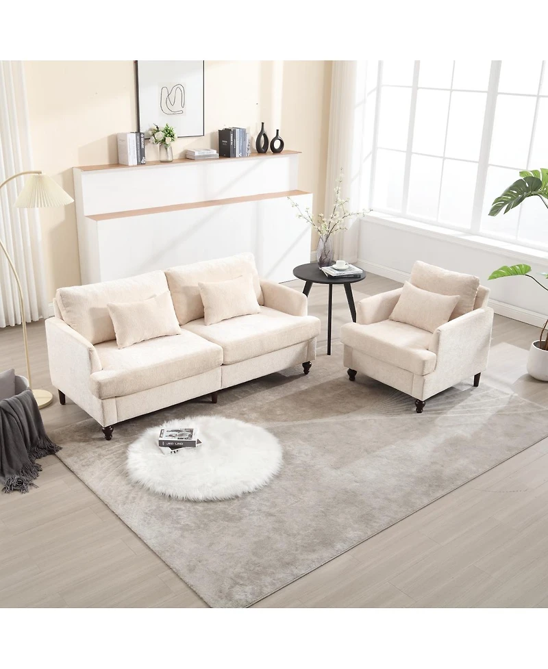 Streamdale Furniture Mid-Century Modern Chenille 2-Seat Loveseat Sofa
