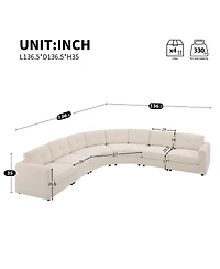 Streamdale Furniture -Piece Upholstered Curved Modular Sectional Sofa with Button Tufted