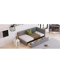 Streamdale Furniture Twin Size Upholstered Daybed with 2 Storage Drawers