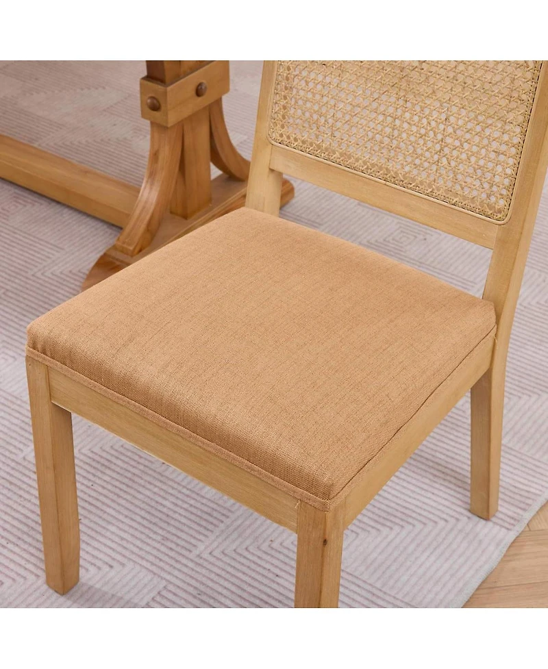 Streamdale Furniture Set of 2 Rattan Cane Back Dining Chairs, Mid-Century Modern Kitchen Chairs