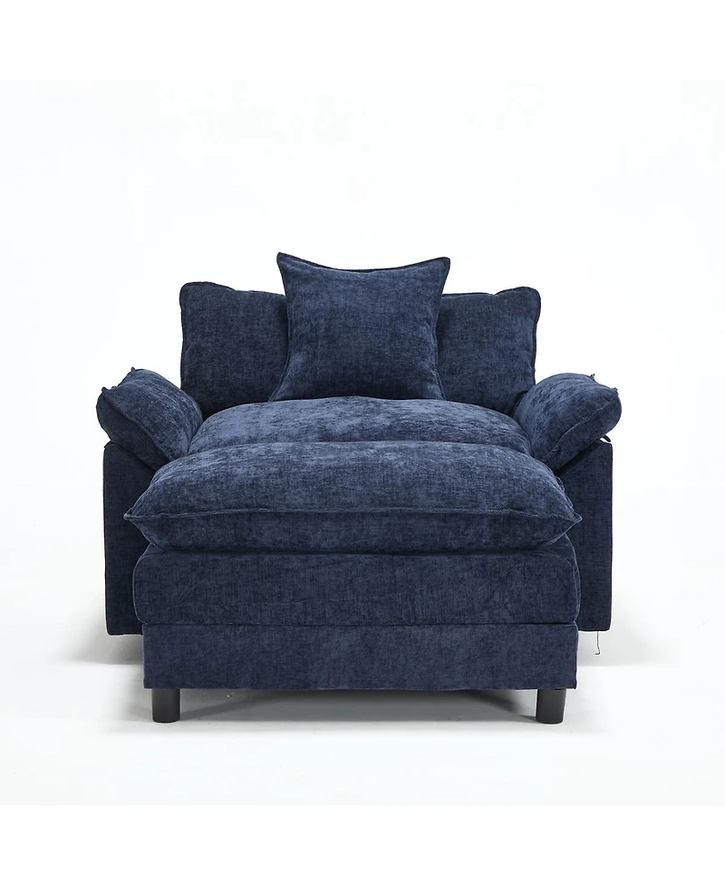 Streamdale Furniture 44.5" Modern Chenille Accent Chair with Ottoman