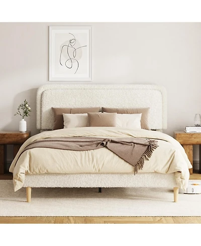 Streamdale Furniture Plush Upholstered King Platform Bed with Adjustable Headboard