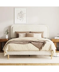 Streamdale Furniture Plush Upholstered King Platform Bed with Adjustable Headboard