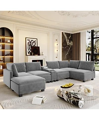 Streamdale Furniture 121.2" Modular U-Shaped Cloud Sectional Sofa with Storage and Usb