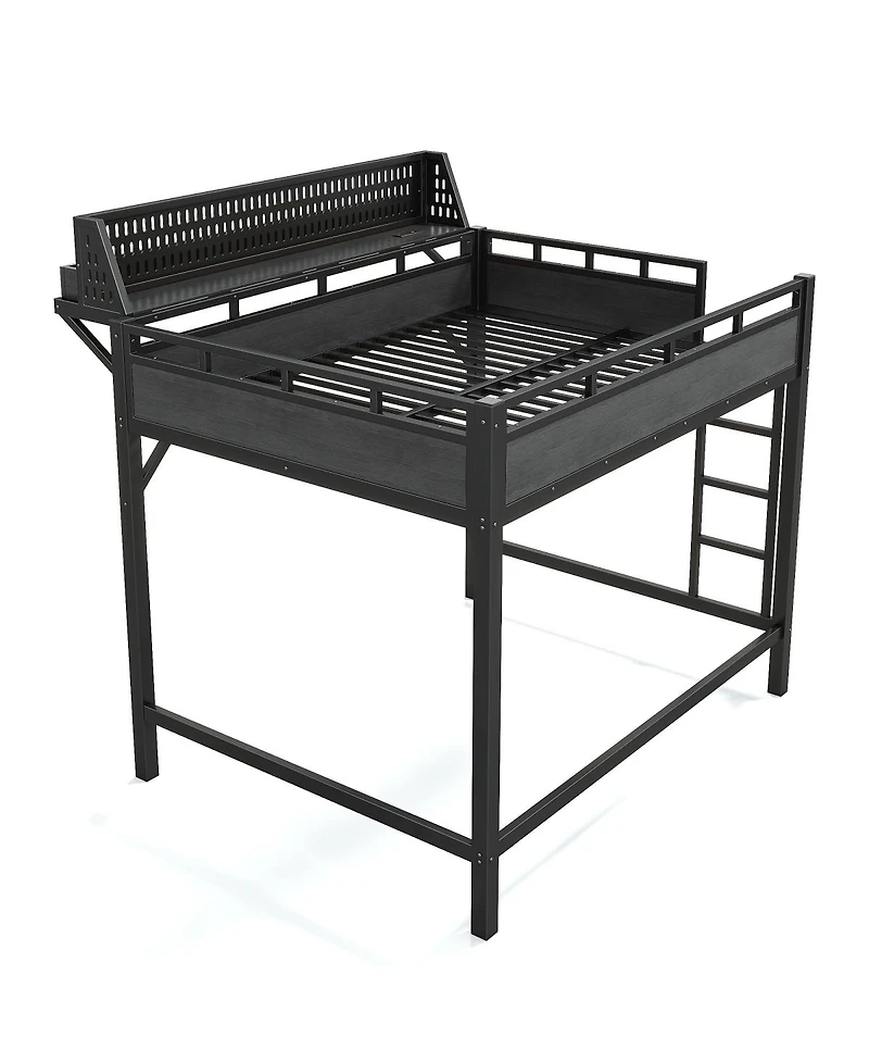 Streamdale Furniture Full Loft Bed with Storage, Pegboard, Usb Ports, and Led Lights