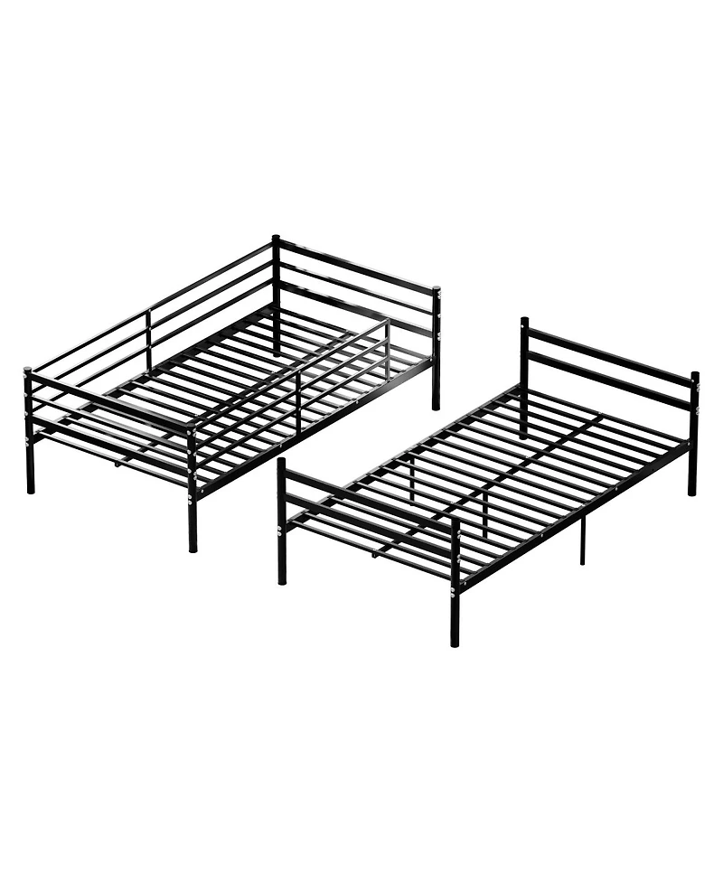 Streamdale Furniture Twin Over Twin Metal Bunk Bed with Ladder, Space Saving