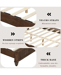 Streamdale Furniture King Size Solid Wood Platform Bed Frame with Tall Headboard