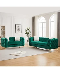 Streamdale Furniture 3+2 Seater Velvet Sofa with Solid Wood Frame and Metal Feet