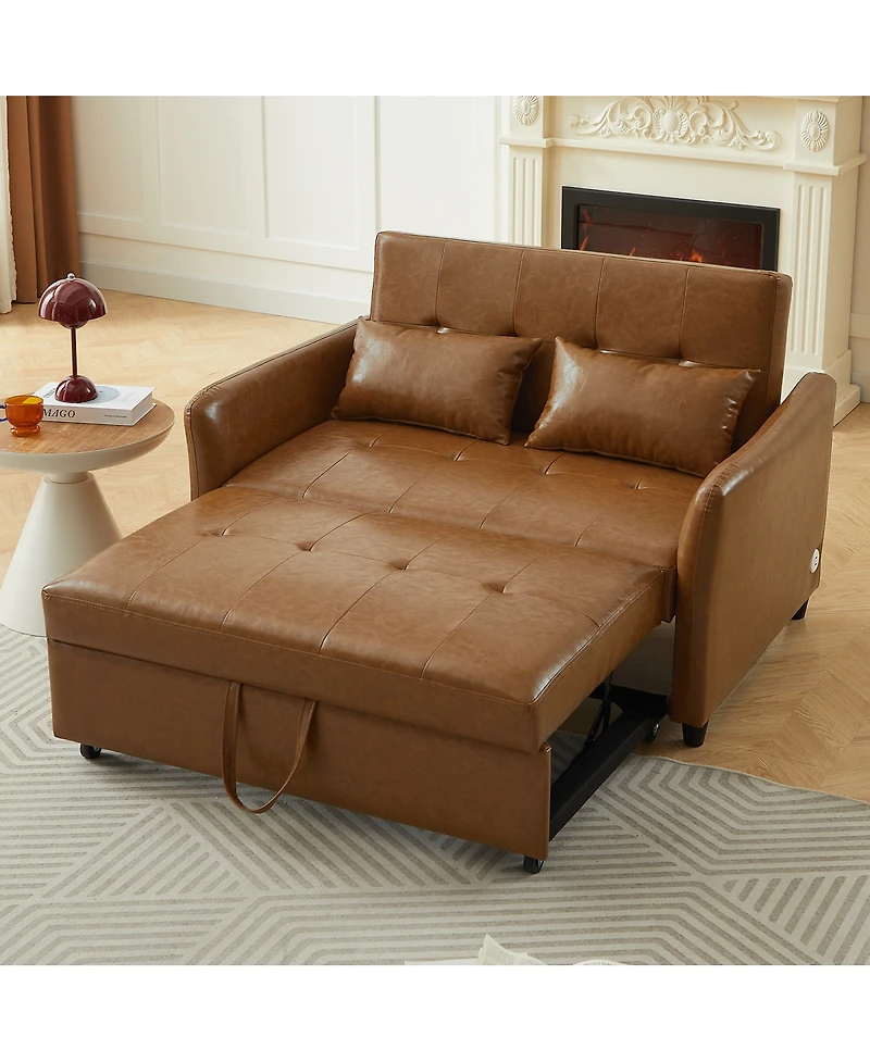 Streamdale Furniture Convertible Sofa Bed with Pull-Out Mechanism and 3 Usb Charging Ports