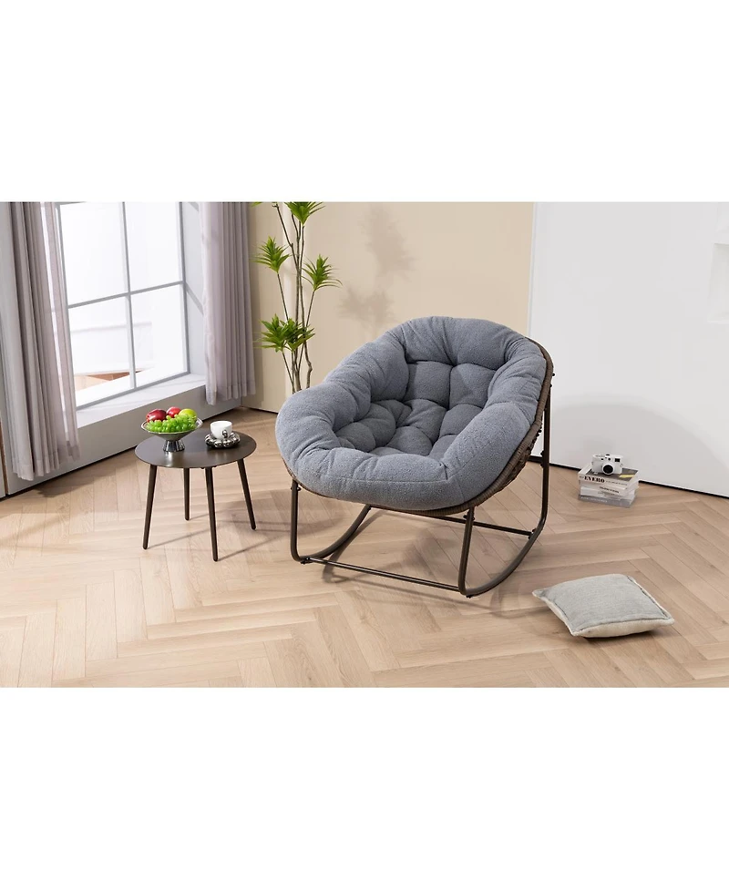 Streamdale Furniture Outdoor Rattan Rocking Chair with Padded Cushion