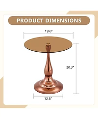 Streamdale Furniture Modern and Glass Round Side Table (19.6" Diameter)