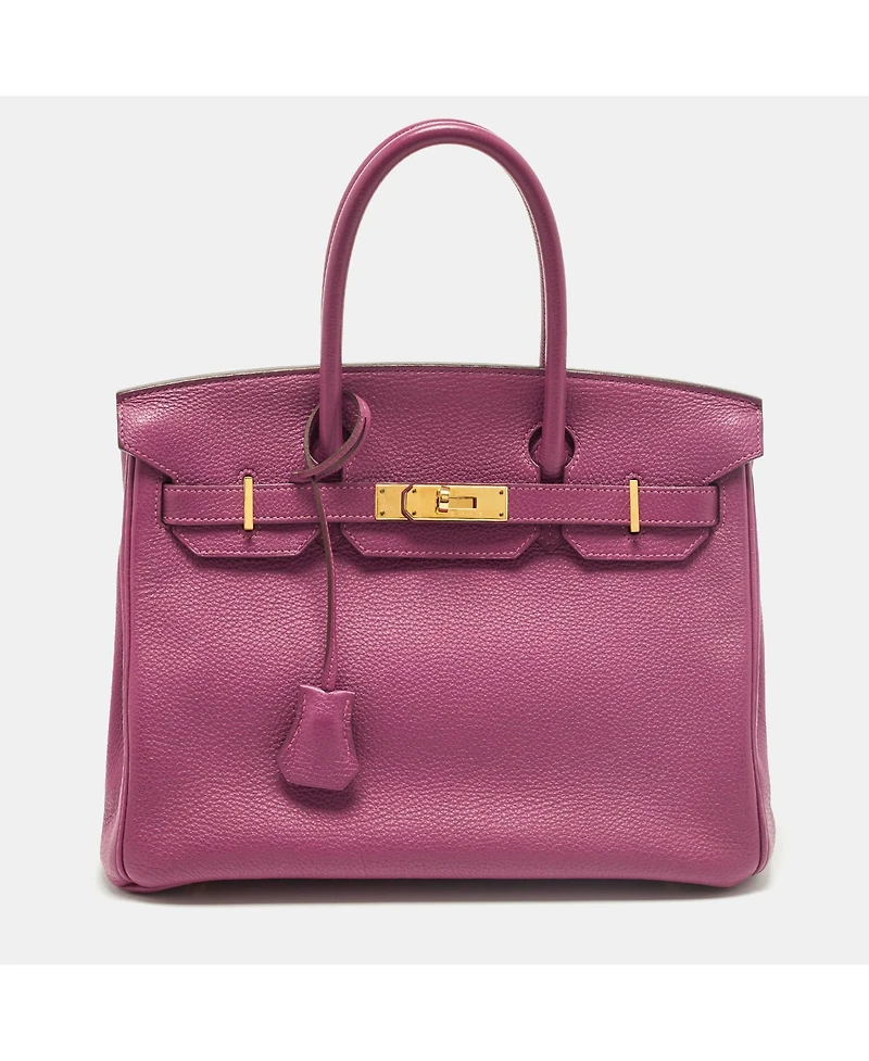 Pre-Owned HERMES women's Anemone Togo Leather Birkin 30 Bag with Hardware