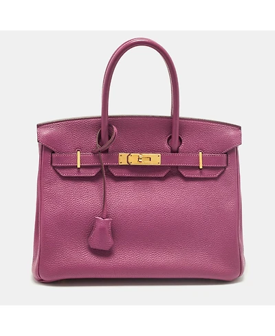 Pre-Owned HERMES women's Anemone Togo Leather Birkin 30 Bag with Hardware