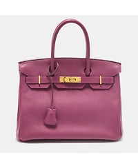 Pre-Owned HERMES women's Anemone Togo Leather Birkin 30 Bag with Hardware