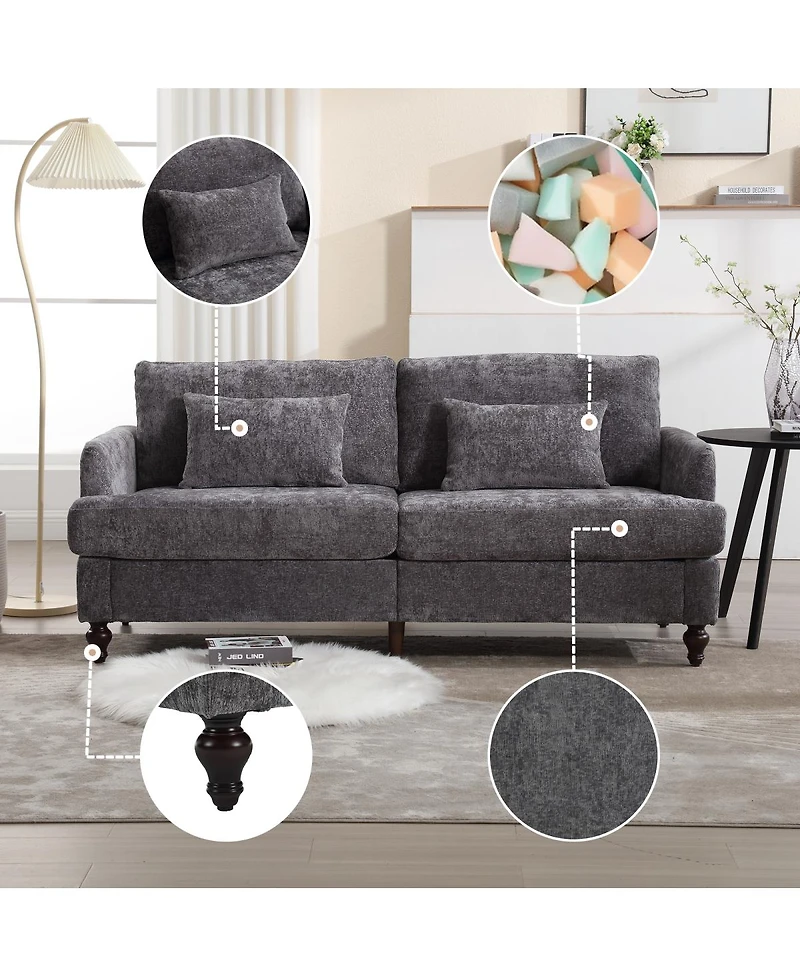 Streamdale Furniture Mid-Century Modern Chenille 2-Seat Loveseat Sofa
