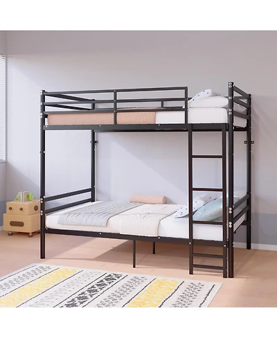 Streamdale Furniture Twin Over Twin Metal Bunk Bed with Flat Ladder