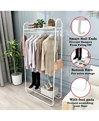 Streamdale Furniture Heavy Duty Rolling Garment Rack with Double Shelves